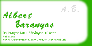 albert baranyos business card